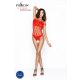 Passion BS035 - Open Mesh Bodysuit with Straps (Red) - S-L 