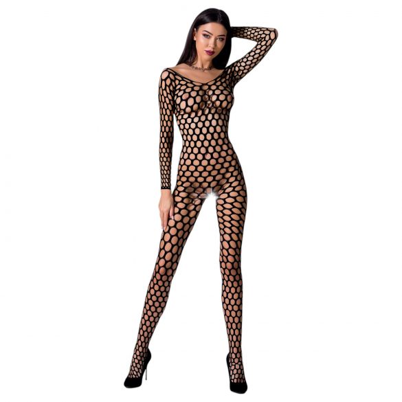 Passion BS077 - Long Sleeve Mesh Bodysuit (Black) - S-L 