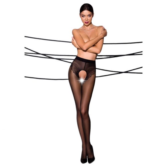 Open Decorated Stockings (Black) - Passion Ti Open 006 