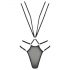 Passion Devil Cherry - Metal Ring Bodysuit (Black)  - L/XL