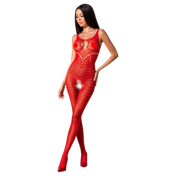 Passion BS078 - Polka Dot Open Bodysuit - Red (S-L) 