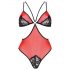 Peonia Passion - Side Cut Bodysuit (Red-Black) 