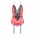 Passion Peony - Top and Thong (Red-Black) 