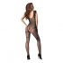 Passion BS103 - striped, open fishnet bodystocking (black) - S-L