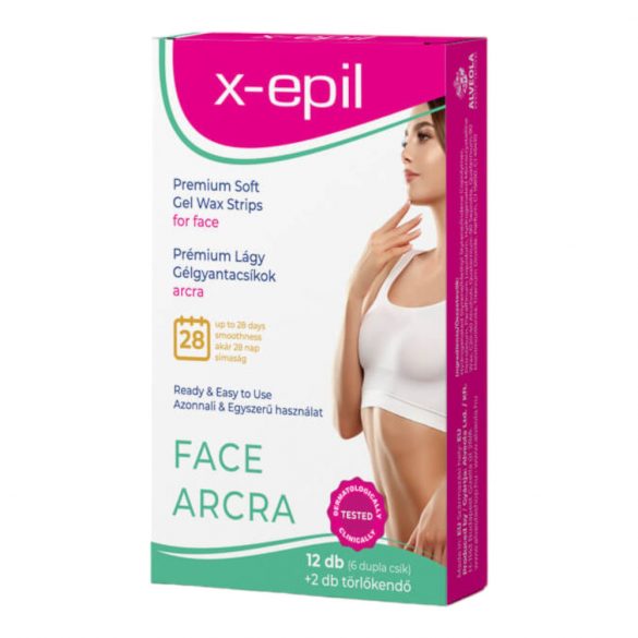 X-Epil - Ready-to-Use Premium Gel Wax Strips (12 pcs) - for Face 