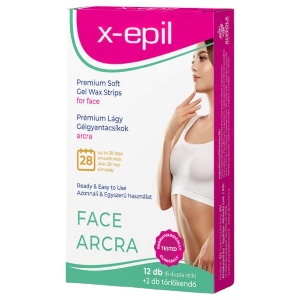 X-Epil - Ready-to-Use Premium Gel Wax Strips (12 pcs) - for Face 