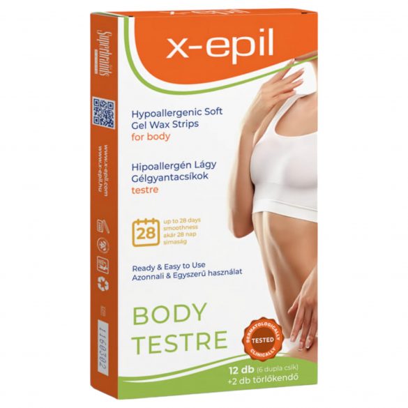 X-Epil - Ready-to-Use Hypoallergenic Wax Strips for Body (12 pcs) 