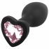 Sunfo - silicone anal dildo with heart-shaped gem (black-pink)