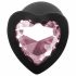 Sunfo - silicone anal dildo with heart-shaped gem (black-pink)