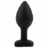 Sunfo - silicone anal dildo with heart-shaped gem (black-pink)