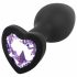 Sunfo - Silicone Anal Dildo with Heart-Shaped Gem (Black-Purple)