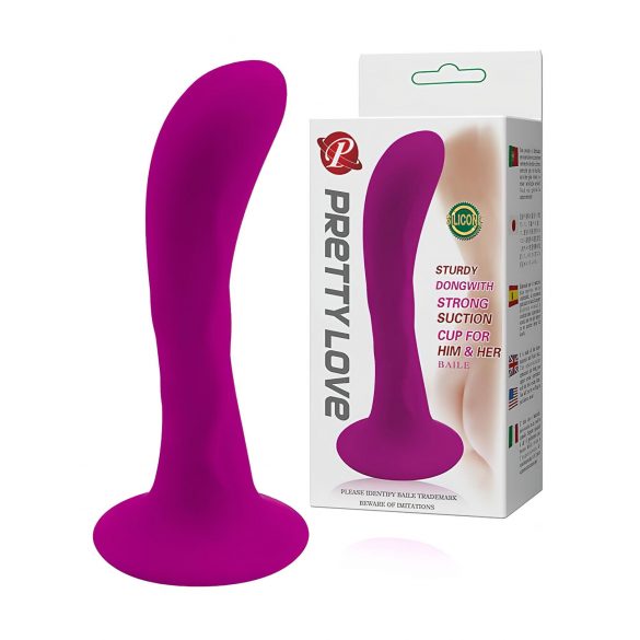 Pretty Love Anal Plug - Suction Cup, Curved Anal Dildo (Pink)