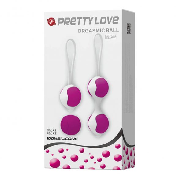 Pretty Love Orgasmic - Adjustable Kegel Ball Set (White-Purple) 