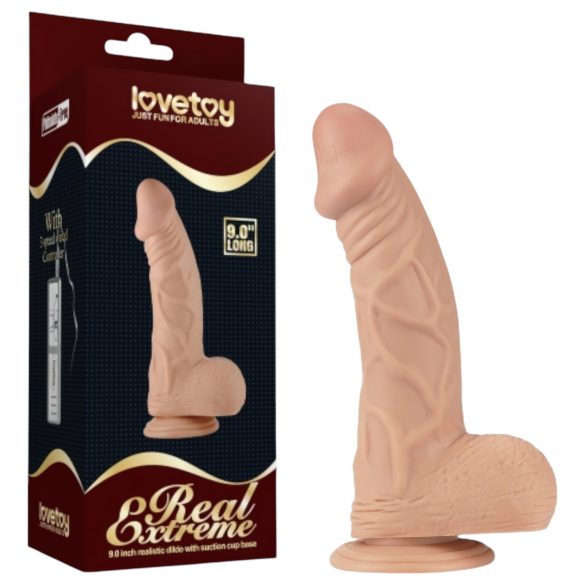 Lovetoy Real Extreme - 9" Suction Cup Dildo with Balls (Natural)