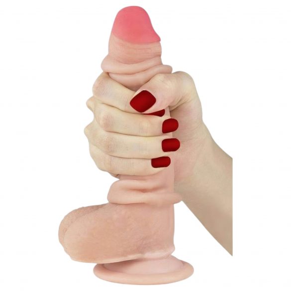 Lovetoy Sliding-Skin - Dual-Layer Suction Cup Dildo - 18cm (Natural) 