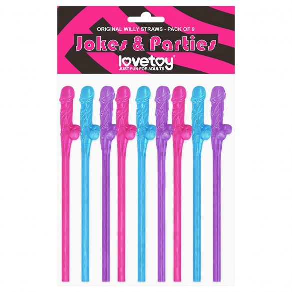 Lovetoy - realistic penis straw (pink-blue-purple) 