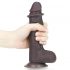 LoveToy Sliding-Skin - Dual-Layered Suction Cup Dildo - 18cm (Brown) 