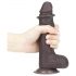 LoveToy Sliding-Skin - Dual-Layered Suction Cup Dildo - 18cm (Brown) 