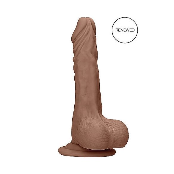 RealRock Dong 8 - Lifelike Dildo with Testicles (20cm) - Dark Natural 