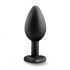 Temptasia S - Silver-Stoned, Heart Anal Dildo (Black) - Small 