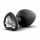 Temptasia M - silver-stoned heart-shaped anal plug (black) - medium