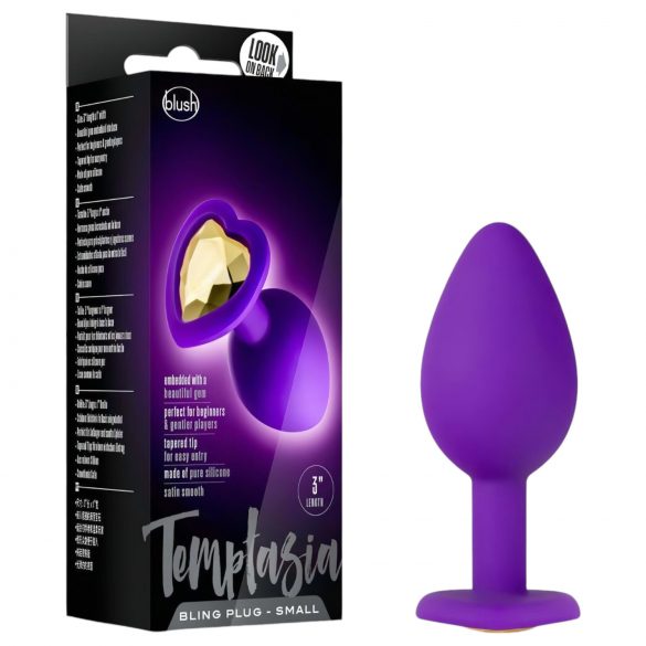 Temptasia S - Gold Jeweled Heart Anal Plug (Purple) - Small