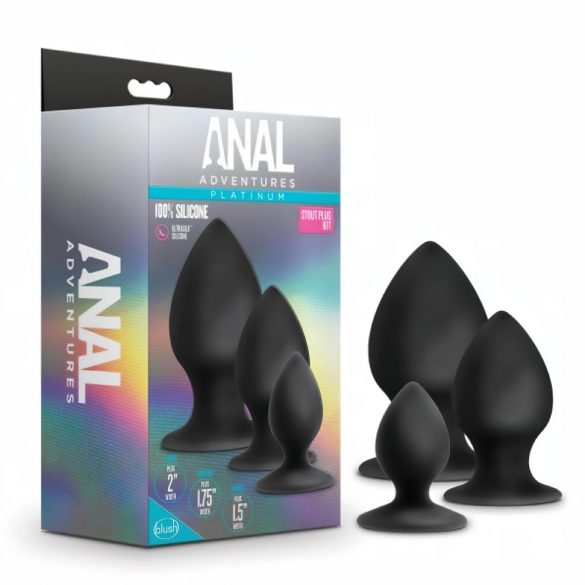 Anal Adventures Platinum Stout - Anal Dildo Set - 3pcs (Black) 