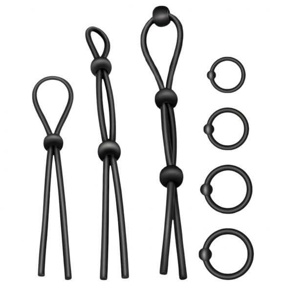 Addicted Toys - Silicone Cock Ring Set - 7 pcs (Black) 