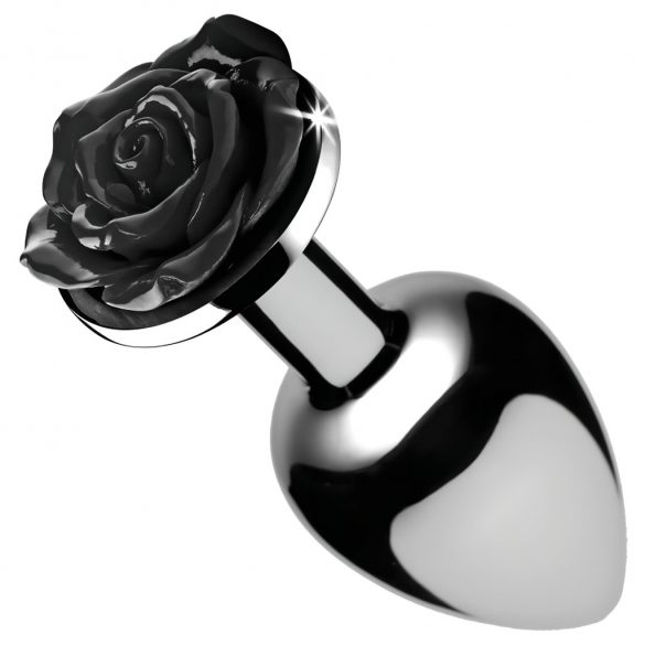 Black Rose Booty Sparks - 79g Aluminum Anal Dildo (Silver-Black) 