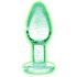 Booty Sparks Glow-in-the-Dark Glass Anal Plug (Clear) - Size S