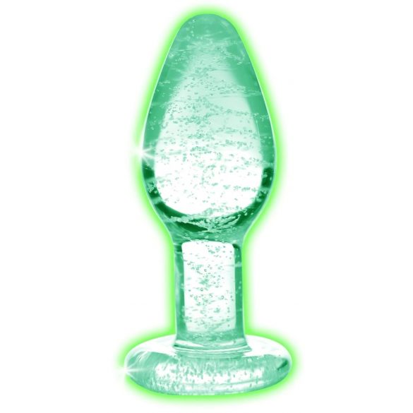 Booty Sparks Glow in the Dark M - Glass Anal Plug (Transparent)