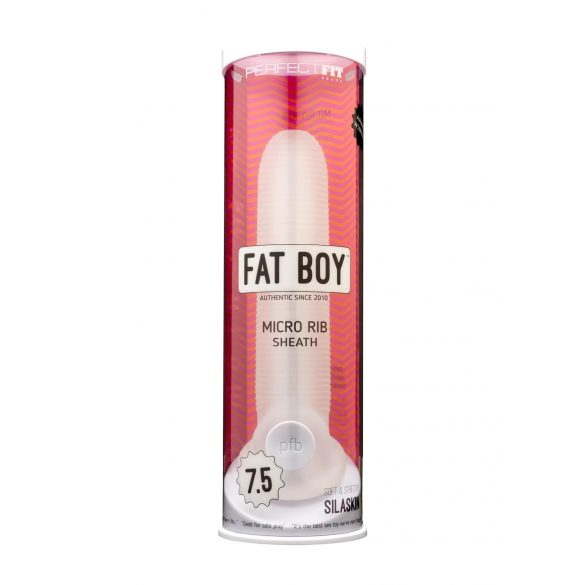 Fat Boy Micro Ribbed - Penis Sleeve (19cm) - Milky White 