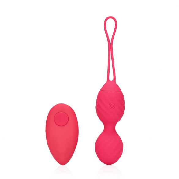 Loveline - Rechargeable, Ribbed, Radio-Controlled Vibrating Love Egg (Pink) 