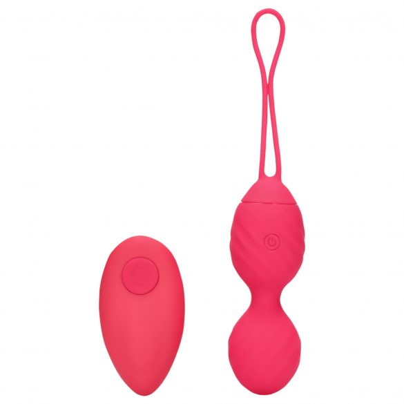 Loveline - Rechargeable, Ribbed, Radio-Controlled Vibrating Love Egg (Pink) 