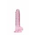 REALROCK - Transparent Realistic Dildo - Pink (17cm) 