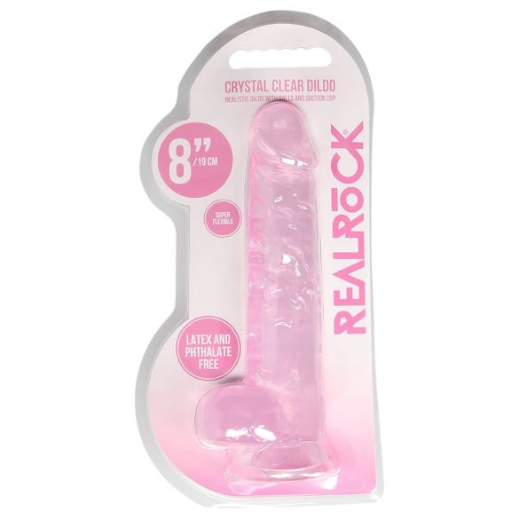 REALROCK - Transparent Realistic Dildo - Pink (19cm) 