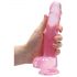 REALROCK - Transparent Realistic Dildo - Pink (19cm) 