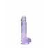 REALROCK - Transparent Realistic Dildo - Purple (15cm) 