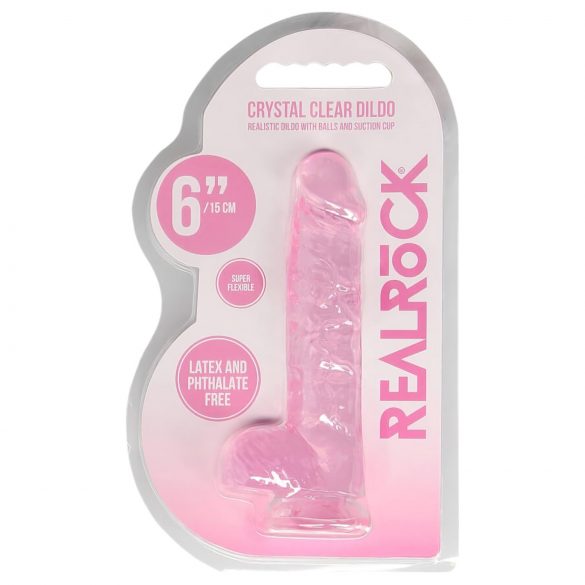 Transparent Realistic Dildo - Pink (6 inches) 