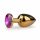 Easytoys Metal No.1 - purple gem cone anal plug - gold (2.5cm)