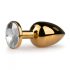 Easytoys Metal No.1 - White Gem Anal Plug - Gold (1 inch) 