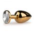 Easytoys Metal No.1 - White Gem Cone Anal Plug - Gold (2.5 cm)