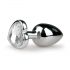 Easytoys Metal No.2 - Anal Plug with Heart-Shaped Stone (Silver-White) (2.5cm)