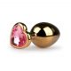 Easytoys Metal No.7 - Heart-Shaped Anal Plug with Pink Stones - Gold (3cm) 