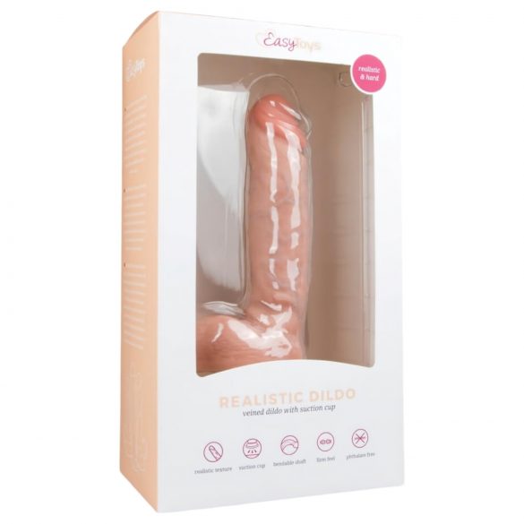 Easytoys - Suction cup dildo with balls (22.5cm) - Natural 