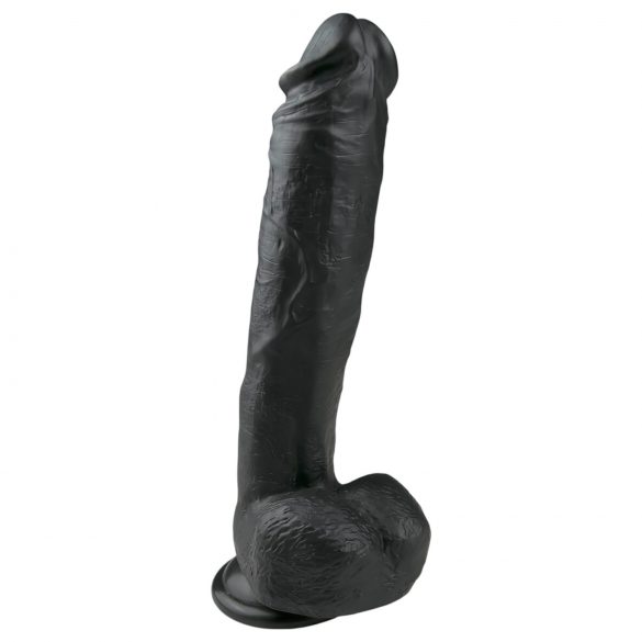 Easytoys - Suction Cup Dildo with Balls, Large (26.5cm) - Black 