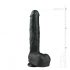 Easytoys - Suction Cup Dildo with Balls, Large (11.6") - Black 