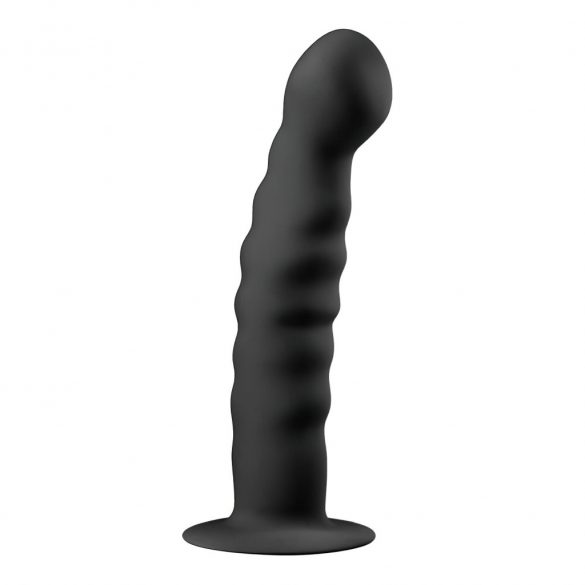 Easytoys Ribbed - Suction Cup Anal Dildo (14cm) - Black 