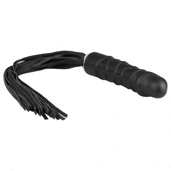 Easytoys Flogger - Whip and Silicone Dildo Combo (Black) 