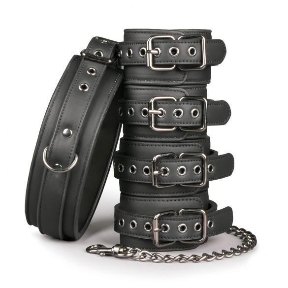 Easytoys - Collar, Wrist & Ankle Cuff Set (Black)